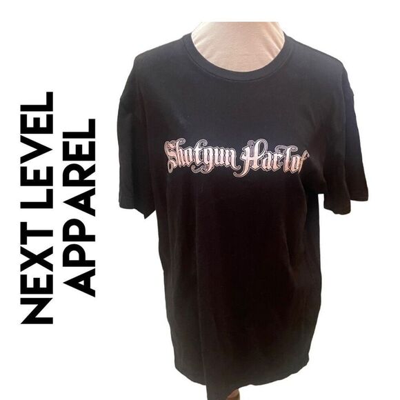 Next Level Apparel “Shotgun Harlot” Black 100% Cotton Graphic T-Shirt Size Large - Picture 2 of 10